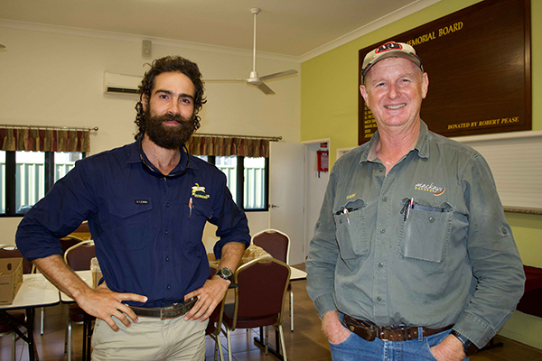 ABGC reef extension officer Aaron Gallagher and banana grower Gavin Mackay at Tully roadshow