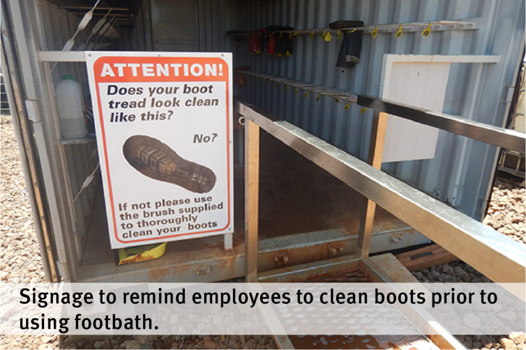 Clean boots prior to footbath